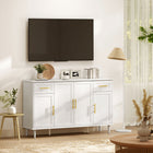 HOMCOM 55.1" L Sideboard Buffet Cabinet with Soft-Close Doors - White-Anti-tipping kits enhance safety in daily use