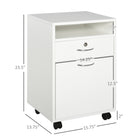 HOMCOM 24" Rolling Document & Printer Filing Cabinet - White-4 omnidirectional wheels (2 with brakes) allow for easy movement  
