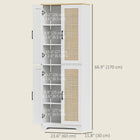 HOMCOM 67" H Kitchen Pantry Cabinet with 4 Rattan Doors and Adjustable Shelves - White-Shaker doors with rattan for stylish home decor 