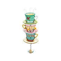 Enesco Allen Designs Spot of Tea Stacked Cups Sculpted Pendulum Wall Clock-From the Allen Designs collection, created by Michelle Allen