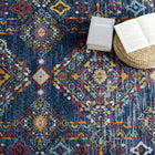 Modway Entourage Khalida Distressed Vintage Floral Lattice Area Rug - 5 ft W x 8 ft L - Blue Orange Yellow Red-Protect Floors From Foot Traffic / Furniture