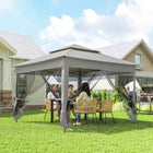 Outsunny 11 ft W x 11 ft L Pop Up Canopy 2-Tier Soft Top Gazebo with Mesh Netting - Light Grey-Extended eave pole provides extra shade