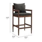 Modway Remington Wood Bar Stool - Charcoal-Foam-Padded Seat