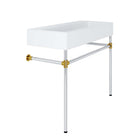 Modway Redeem 40" Silver Stainless Steel Wall-Mount Bathroom Vanity - Silver/White-Ceramic Sink Basin
