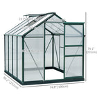 Outsunny Polycarbonate Greenhouse - 6' x 8' x 6.6' - Green- Convenient single sliding door design for easy access
 