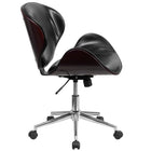 Flash Furniture Mid-Back Mahogany Wood Swivel Conference Chair - Black Leather-Mid-Back Design