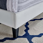 Modway Roxanne Performance Velvet Queen Platform Bed with Tapered Wood Legs - White-Wood Slat Support System