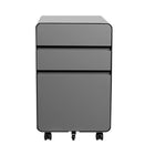 Geelong 3-Drawer Rounded Filing Cabinet - Grey-3-Drawer Filing Cabinet for Letter and Legal Paper