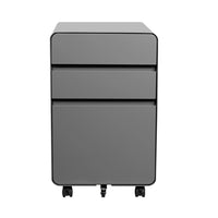 Geelong 3-Drawer Rounded Filing Cabinet - Grey-3-Drawer Filing Cabinet for Letter and Legal Paper