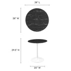 Modway Lippa 28" Round Faux Marble Dining Table - White Black-Artificial Marble Tabletop