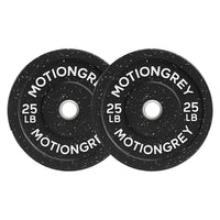 MotionGrey Premium Weight Plates - Olympic Barbell Plates for Weightlifting - 25 lb - Black - Set of 2-Durable Rubber-Coated Plates: Thick rubber exterior reduces noise, protects floors, and ensures long-lasting performance for home workouts