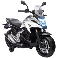 Qaba Honda Licensed 12V Electric Motorcycle with Headlights Music - White-Honda licence ensures quality, trust for this ride-on motorbike 