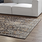 Modway Ganesa Distressed Diamond Floral Lattice Area Rug - 5 ft W x 8 ft L - Black/Beige-Gripping Rubber Underside