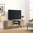 Modway Contour 63" Wood TV Stand - Oak-Rubberwood, Particleboard, MDF