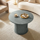 HOMCOM 31.5" Round Coffee Table with Storage - Grey-Scratch-resistant surface ensures easy cleaning and long-term use