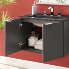 Modway Maybelle 24" Wall-Mount Bathroom Vanity - Grey/Black-Melamine Construction