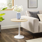 Modway Lippa 20" Round Faux Travertine Side Table - White Travertine-Round End Table