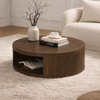 Manhattan Comfort Alure 36" Contemporary Round Coffee Table - Walnut-Spacious tabletop surface ideal for decor, books, and everyday essentials