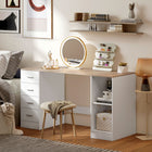 HOMCOM 55.1" Computer Desk with Drawers - White Wood Grain-Robust particleboard and MDF frame supports up to 231 lbs. (105 kg) for stable and wobble-free