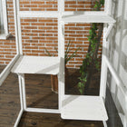 PawHut 71" L Outdoor Catio Cat Enclosure with Asphalt Roof and Jumping Platforms - White-Built from solid fir wood and wire mesh 