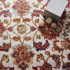 Modway Entourage Azami Distressed Vintage Floral Lattice Area Rug - 5 ft W x 8 ft L - Ivory Blue Orange Yellow Red-Protect Floors From Foot Traffic / Furniture
