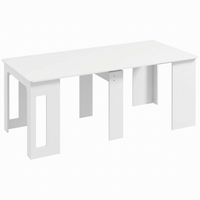 HOMCOM 23.6"-70.9" Rectangular Extendable Dining Table for 6-8 - White-This dining table extends from 23.6" to 70.9", providing seating for up to 6 people