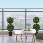 HOMCOM 2.3' Potted Artificial Plant Ball Tree with Lavender Flowers - Green - 2 Pack-Cement-filled plant pots keep each plant weighted. Top looks like soil 