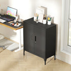 HOMCOM Metal Storage Cabinet with Lock - Black-Anti-tipping kits and adjustable foot pads ensure safe, stable placement