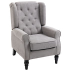 HOMCOM Fabric Accent Chair with Rolled Arms for Bedroom - Grey-Great for living room, bedroom, office, meeting room and more
