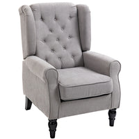 HOMCOM Fabric Accent Chair with Rolled Arms for Bedroom - Grey-Great for living room, bedroom, office, meeting room and more

