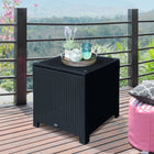 Outsunny Rattan Side Table with Glass Top - Black-Made from solid steel pipe and high quality PE rattan in excellent craftsmanship 