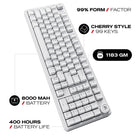 Cybeart Akula 99 Full Size Tri-Mode Wireless RGB Gaming Keyboard - White-5-layer gasket-mounted design with Poron and IXPE foams for sound dampening and a soft, cushioned typing feel. Internally dampened layers minimize resonance, suppress echo, producing rich, muted “thock” acoustics and quieter typing