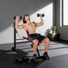 Soozier Adjustable Weight Bench with Squat Rack-Includes two resistance bands for added workout options