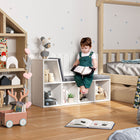 HOMCOM Bookshelf with Reading Nook - Grey-Material: Particleboard, Linen (100% Polyester), Foam