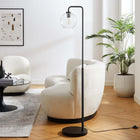 Modway Silo Glass Globe Glass and Metal Floor Lamp - Black-Transparent Shade