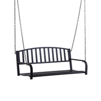 Outsunny 50" Porch Swing Chair with Chain Black-2 Person outdoor porch swing bench that is two product in a  