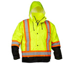 Forcefield 4-In-1 Safety Parka - Lime with Black Trim - Size Large-4 large front cargo pockets, 2 chest and 2 lower, velcro closure