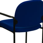 Flash Furniture Comfort Navy Fabric Stackable Steel Side Reception Chair with Arms-Contoured Cushions