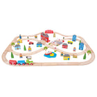 Bigjigs Toys Rail Town & Country Train Set-Includes 101 sturdy wooden track pieces and accessories