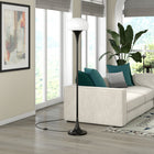 Hudson&Canal Aleister Torchiere Floor Lamp with Glass Shade - Blackened Bronze/White Milk-Rated for 60W incandescent bulbs - 9W LED bulbs, 13W fluorescent (CFL) bulbs, or 9W self-ballasted LED bulbs, E26-base bulbs, Bulb not included