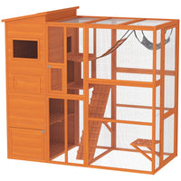 PawHut 76" Outdoor Catio Cat Enclosure - Orange-The spacious design comfortably fits 2-3 large cats 