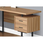 Monarch Specialties 7612 70" Computer Desk - Reclaimed Wood/Black Metal/L/R-2 small drawers and 1 large hanging file drawer have black handles, metal drawer glides, and finished interiors
