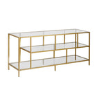 Hudson&Canal Winthrop TV Stand with Glass Shelves for TV's up to 60" - Brass-The top has a weight capacity of 75lbs, lower shelves can hold 40lbs each