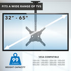 Mount-It! Full Motion Height Adjustable Ceiling TV Mount-Supports VESA patterns from 100 x 100 to 400 x 400 for broad compatibility