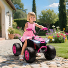 Qaba 24V 2-Seater Ride On Car for Kids with Suspension Wheels - Pink-24V 7Ah battery and dual motors deliver up to 70 minutes of playtime 