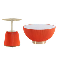 Manhattan Comfort Anderson Modern 28.15" Coffee Table and 15.75" End Table - Orange - Set of 2-Modern Coffee Table and End Table Set for Living Room Use