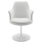 Modway Lippa Swivel Dining Vegan Leather Armchair - White White-8