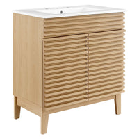 Modway Render 30" Bathroom Vanity Cabinet - Oak/White-Mid-Century Modern Style