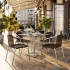 Flash Furniture 31.5'' Square Aluminum Indoor/Outdoor Table with 4 Rattan Chairs (TLH32SQ020CHR4)-Designed for commercial use