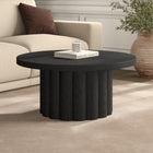 Hudson&Canal Olie Round Fluted Coffee Table - 32" W - Black Grain-Pedestal base featuring wraparound wide fluted detailing
